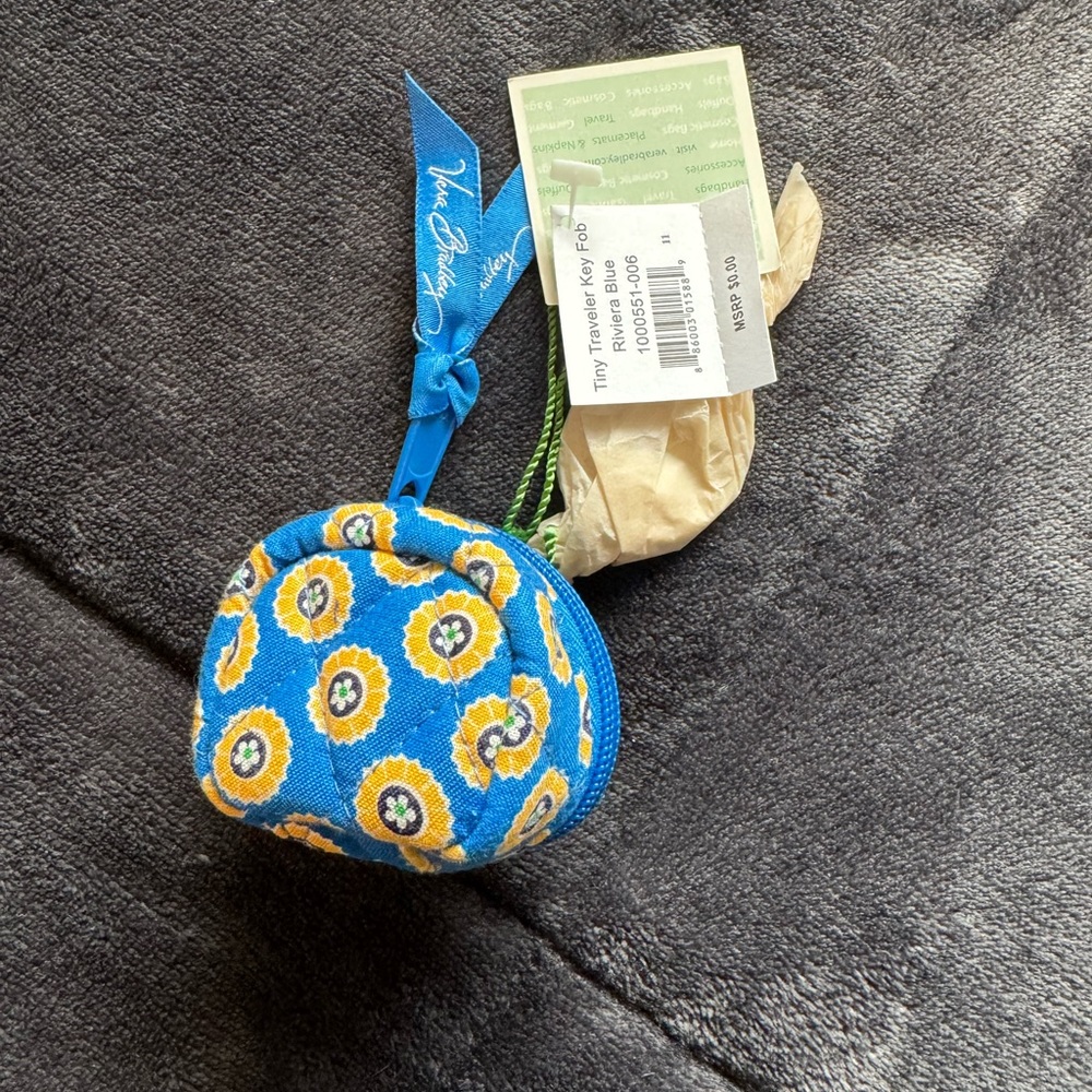 Vera Bradley Tiny Traveler Key Fob Riviera Blue
